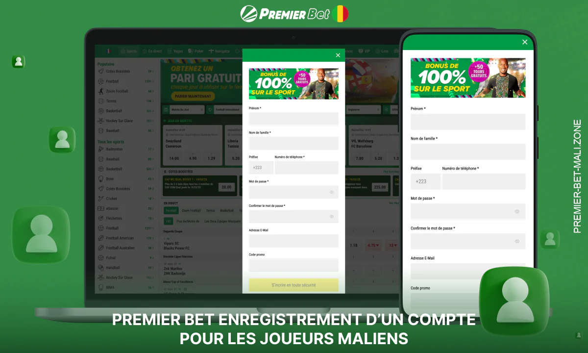 L'inscription à Premier Bet ne prend pas beaucoup de temps et vous donne accès à toutes les fonctionnalités de la plateforme