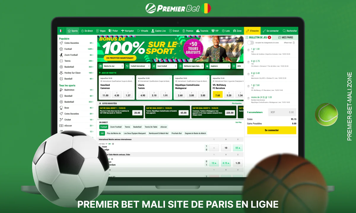 Sur Premier Bet, les utilisateurs maliens peuvent parier sur les sports les plus populaires et jouer au casino